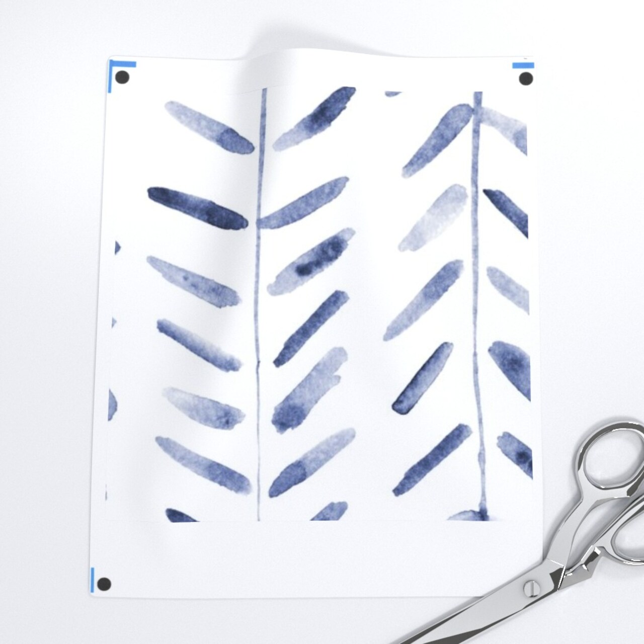 Herringbone Hand Drawn Painterly White Blue Shibori Inspired Geometric Indigo Large Scale Simple Basic Custom Removable Wallpaper by Spoonflower Peel & Stick Wallpaper 2FT Wide